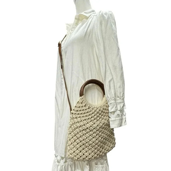 Sigrid Olsen Handcrafted Natural Macrame Crossbody Fully Lined Snap Close Bag - Picture 16 of 16